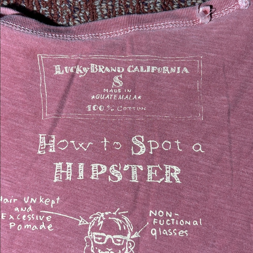 Lucky Brand hipster Graphic Men's T-Shirt small short sleeve casual tee red - Picture 8 of 9